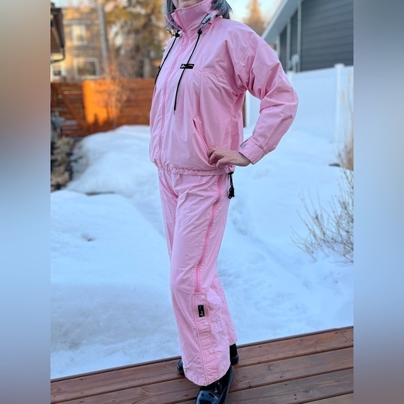 VINTAGE Jones Vancouver Pink 2 Piece Lightweight Ski Jacket & Ski Pants Spring - Picture 1 of 16